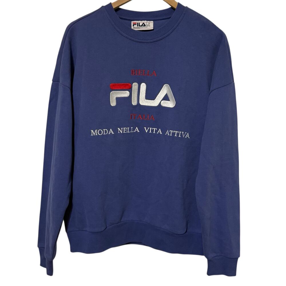Fila Women' M "Moda Nella Vita Attiva" Blue Long Sleeve Crewneck Sweater Sport